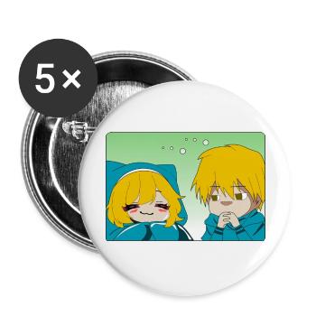 Boy watching his little girlfriend - Buttons large 2.2''/56 mm (5-pack) - white - Front