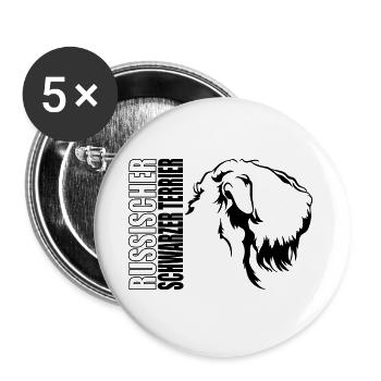 RUSSISCHER SCHWARZER TERRIER Profil Hunde Wilsigns - Buttons groß 56 mm (5er Pack) - Weiß - Vorne