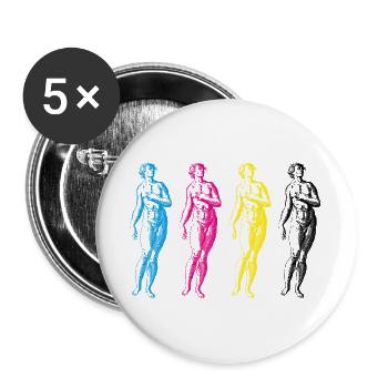 Statues CMJN - Lot de 5 grands badges (56 mm) - blanc - Devant