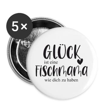 Fische Fischmama Haustier Aquarium Geschenk - Buttons groß 56 mm (5er Pack) - Weiß - Vorne