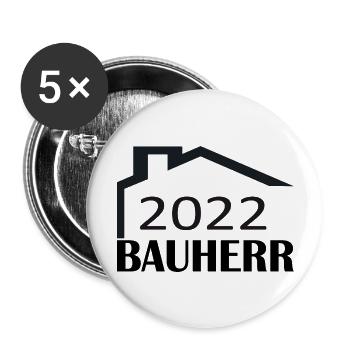 Bauherr 1 - Buttons groß 56 mm (5er Pack) - Weiß - Vorne
