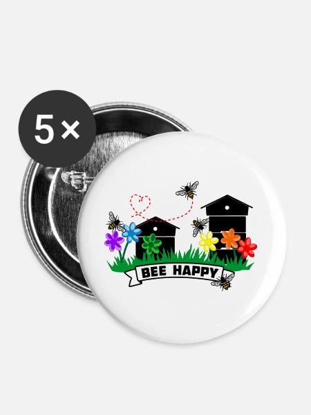 Honiggewächshäuser und Blumen - Buttons groß 56 mm (5er Pack) - Weiß