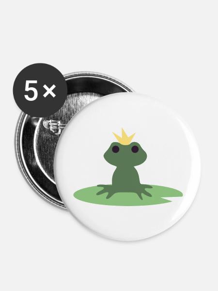 Froschprinz - Buttons groß 56 mm (5er Pack) - Weiß