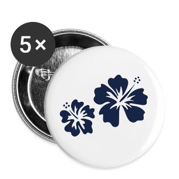 Blauer Hibiskus - Buttons groß 56 mm (5er Pack) - Weiß - Vorne