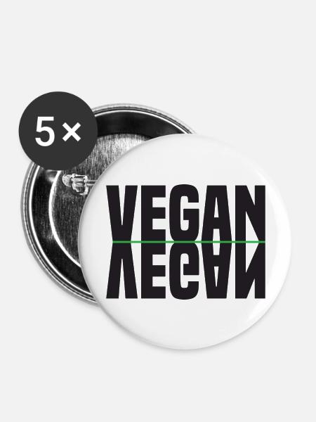 Vegan Gespiegelt - Buttons groß 56 mm (5er Pack) - Weiß