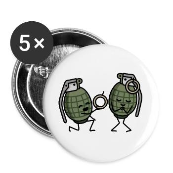 Hand Grenade Marriage Proposal Couples Army Ring Engaged - Buttons large 2.2''/56 mm (5-pack) - white - Front