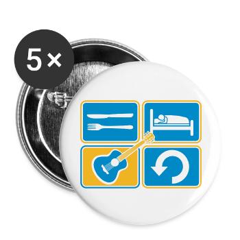 Gitarre spielen täglich wiederholen - Buttons groß 56 mm (5er Pack) - Weiß - Vorne