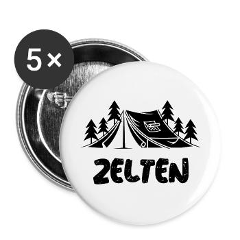 Zelten Natur Wildnis Camping - Buttons groß 56 mm (5er Pack) - Weiß - Vorne