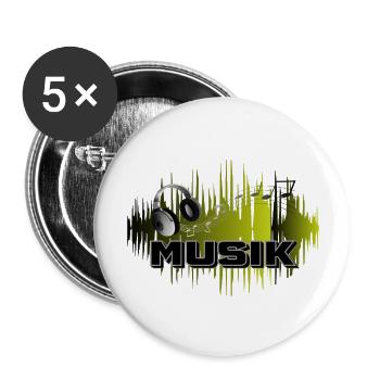 Musik grün Kopfhörer und Noten - Buttons groß 56 mm (5er Pack) - Weiß - Vorne