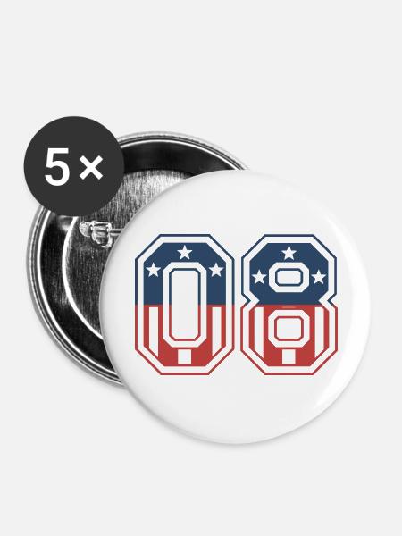 Anzahl 08 USA - Buttons groß 56 mm (5er Pack) - Weiß