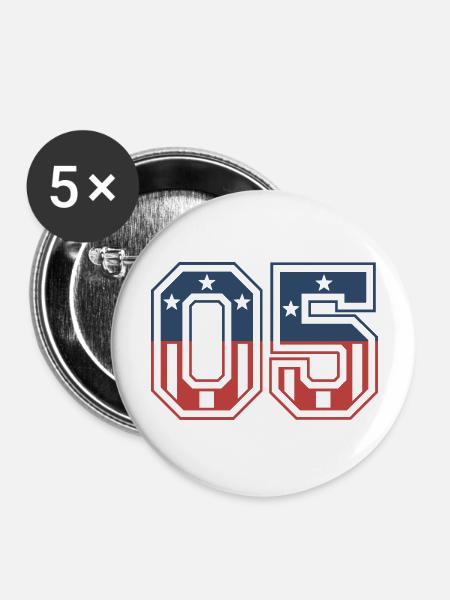 Anzahl 05 USA - Buttons groß 56 mm (5er Pack) - Weiß