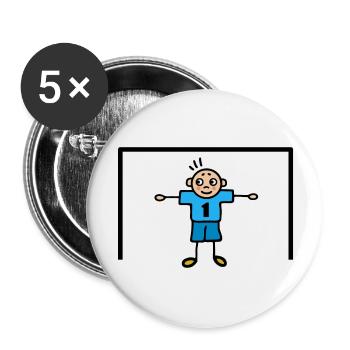 Football - Number one goalkeeper in goal blue - Buttons large 2.2''/56 mm (5-pack) - white - Front