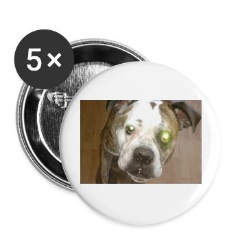 Süßer Hund mit Ball - Buttons groß 56 mm (5er Pack) - Weiß - Vorne