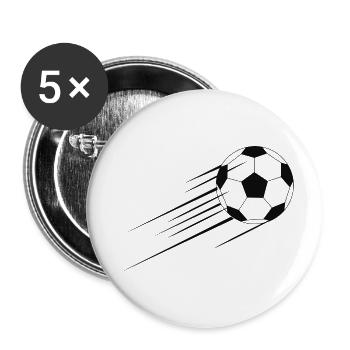 Fussball - Buttons groß 56 mm (5er Pack) - Weiß - Vorne