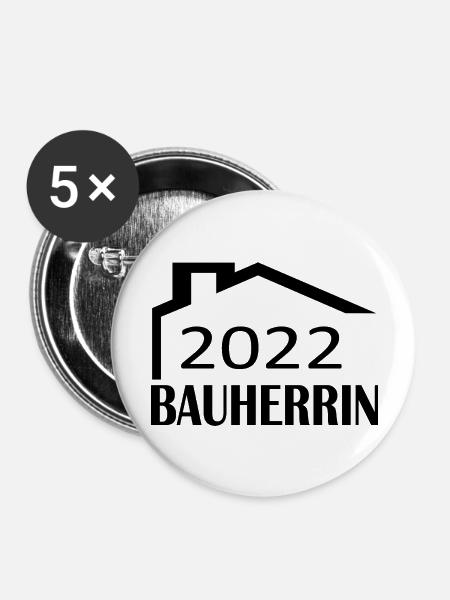 Bauherrin 1 - Buttons groß 56 mm (5er Pack) - Weiß