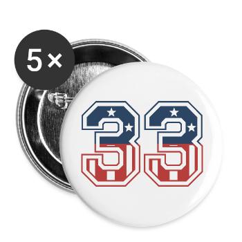 Number 33 USA - Buttons large 2.2''/56 mm (5-pack) - white - Front