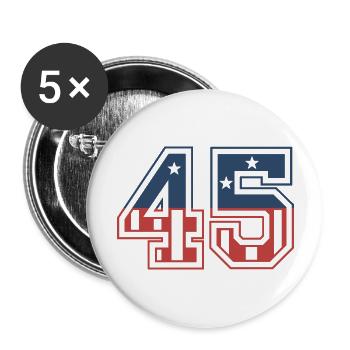 Number 45 USA - Buttons large 2.2''/56 mm (5-pack) - white - Front