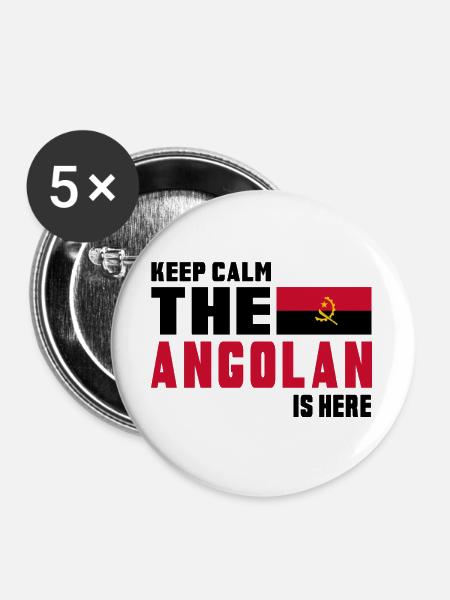 Keep Calm Angola Flaggen Design - Buttons groß 56 mm (5er Pack) - Weiß