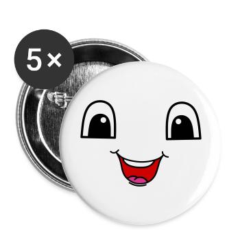 Cute face with a happy smile - Buttons large 2.2''/56 mm (5-pack) - white - Front
