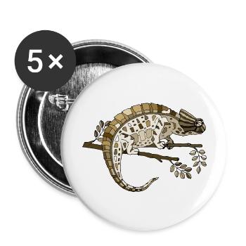 Chamäleon - Buttons groß 56 mm (5er Pack) - Weiß - Vorne