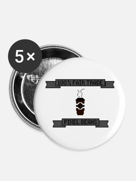 8-Bit Retro Coffee - Buttons groß 56 mm (5er Pack) - Weiß