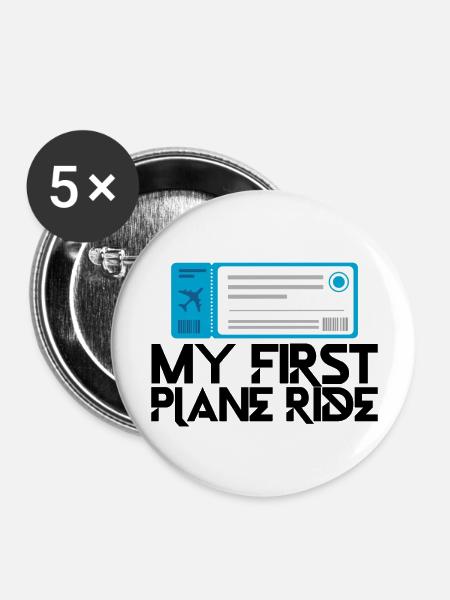 My First Plane Ride 32 - Buttons groß 56 mm (5er Pack) - Weiß