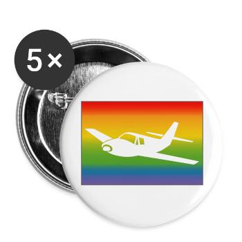 Flugzeug Regenbogen - Buttons groß 56 mm (5er Pack) - Weiß - Vorne