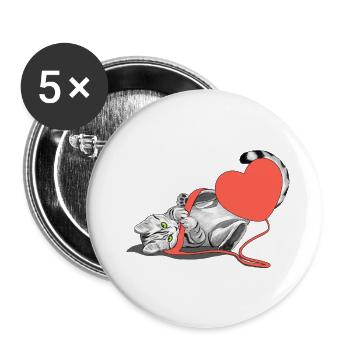 Amour de chat - Lot de 5 grands badges (56 mm) - blanc - Devant