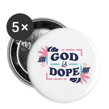 God Is - Buttons groß 56 mm (5er Pack) - Weiß - Vorne