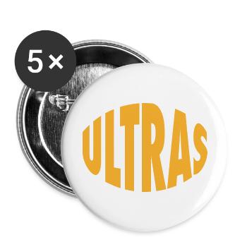 Ultras - Schriftzug - Gelb - Buttons groß 56 mm (5er Pack) - Weiß - Vorne