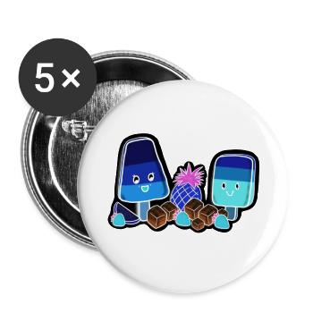 Kawaii-Eis am Stiel in Neon - Buttons groß 56 mm (5er Pack) - Weiß - Vorne