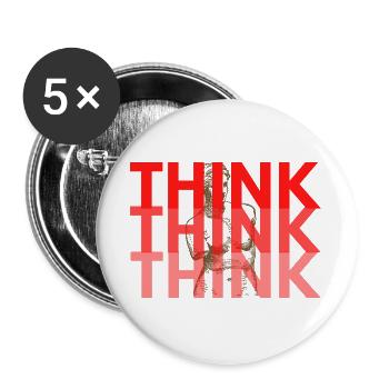 Red Think Overlay Typography - Buttons large 2.2''/56 mm (5-pack) - white - Front