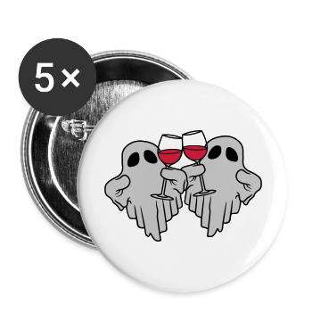 2 Wein trinkende Geister - Buttons groß 56 mm (5er Pack) - Weiß - Vorne