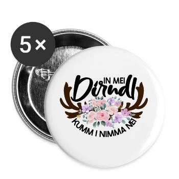 Blumenmuster mit Hirschgeweih - Buttons groß 56 mm (5er Pack) - Weiß - Vorne