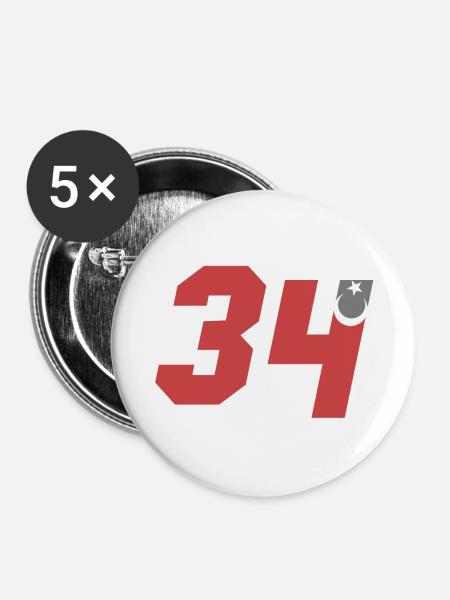 istanbul - Buttons groß 56 mm (5er Pack) - Weiß