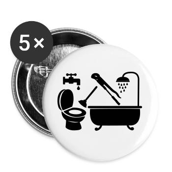 Logo Klempnerfirma - Buttons groß 56 mm (5er Pack) - Weiß - Vorne