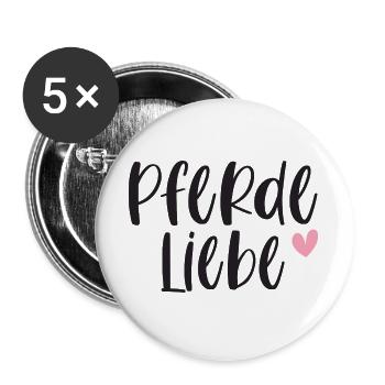 Pferde Reiten Pferdeliebe Pferdemädchen Geschenk - Buttons groß 56 mm (5er Pack) - Weiß - Vorne