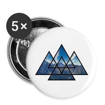 T-Shirt Dreiecke Alpen Berg Wandern Natur Geschenk - Buttons groß 56 mm (5er Pack) - Weiß - Vorne
