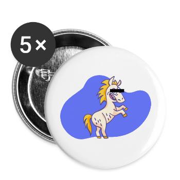 Cartoon Einhorn - Buttons groß 56 mm (5er Pack) - Weiß - Vorne
