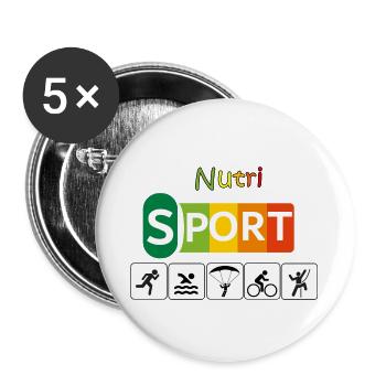 Nutri sport - Lot de 5 grands badges (56 mm) - blanc - Devant