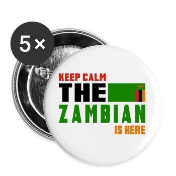 Keep calm Zambia flags design - Buttons large 2.2''/56 mm (5-pack) - white - Front