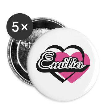 Name Emilia Herz - Buttons groß 56 mm (5er Pack) - Weiß - Vorne