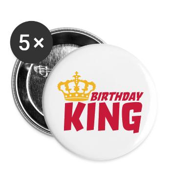 Boss Birthday King Logo - Buttons groß 56 mm (5er Pack) - Weiß - Vorne