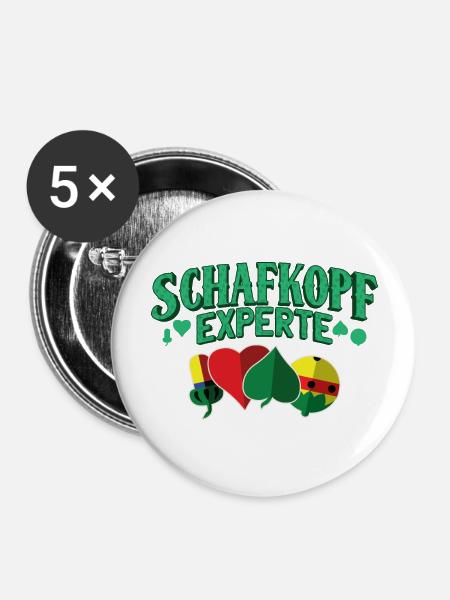 Schafkopf Experte Schafkopf Symbole - Buttons groß 56 mm (5er Pack) - Weiß