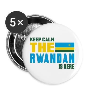 Keep Calm Ruanda Flaggen Design - Buttons groß 56 mm (5er Pack) - Weiß - Vorne