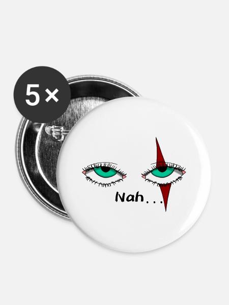 Augen mit einer Narbe - Buttons groß 56 mm (5er Pack) - Weiß