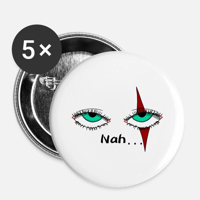 Augen mit einer Narbe - Buttons groß 56 mm (5er Pack) - Weiß