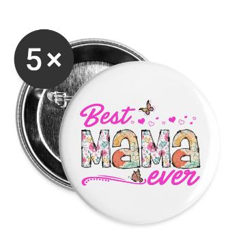 Stolze Mama Mutter Mami Lebensaufgabe Kinder Kind - Buttons groß 56 mm (5er Pack) - Weiß - Vorne