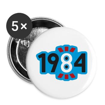 1984 - Lot de 5 grands badges (56 mm) - blanc - Devant