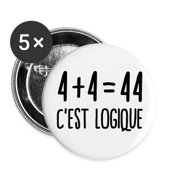 Mathématique humour logique - Lot de 5 grands badges (56 mm) - blanc - Devant